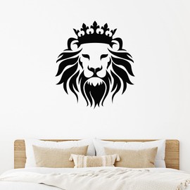 Vinyl Wall Decal Lion King Crown Predator Wild Animal Head Stickers Mural Large Decor (g8540) Black