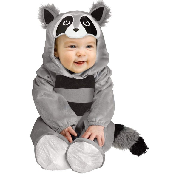 Fun World Baby Boys Raccoon Costume, Gray, 6/12 Months US