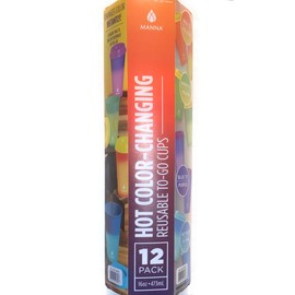 Manna 16oz Color Changing Reusable Cup Set for Hot Liquids - 12-Piece - Red, Green, Blue, Sky Blue