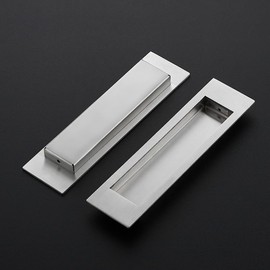 Ravinte 2 Pack Brushed Nickel Sliding Closet Door Handles Silver Flush Pulls 8 inch Length Recessed Finger Pulls for Sliding Barn Door Sqaure Cabinet Pulls Stainless Steel