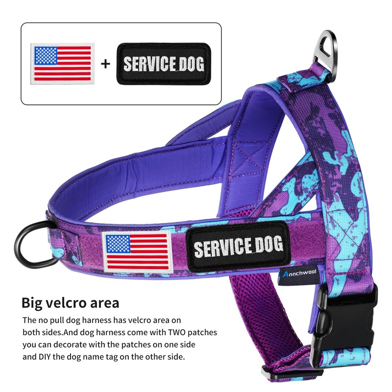 Annchwool No Pull Dog Harness with Airtag Case and Two