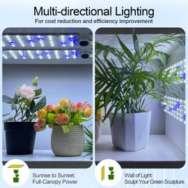 DOMMIA Grow Lights, 40W Linkable Grow Lights for Indoor Plants Full Spectrum, 6/12/16h Timer, Dimmable Ultra-Thin Plant Lights for Indoor Growing, Bluish White, 1-Set