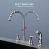 Kitchen Faucet with Side Sprayer, Brushed Nickel 2-Handle Faucet for