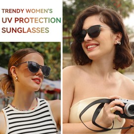 Dollger Women's Oversized Retro Cat - eye Sunglasses UV400 Protection Lightweight Frame Trendy Fashion trendy round classic glasses