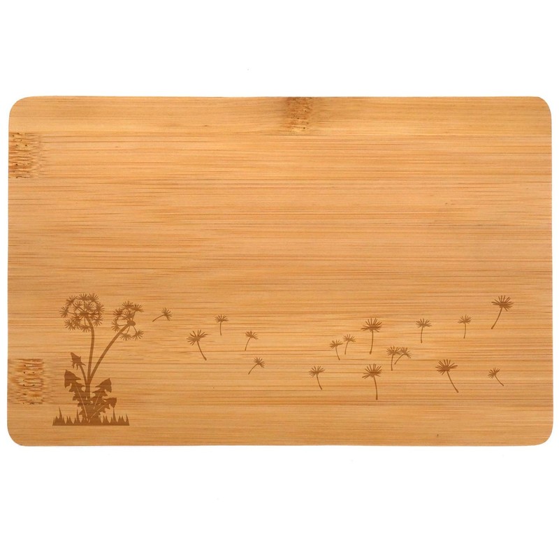 Samunshi® Wooden Board with Engraving Dandelion Bamboo Board Chopping Board