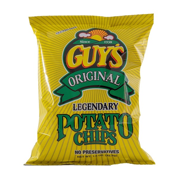 Guys Classic Potato Chips – 24 Pack of Our Crispy Potato Chips w/Legendary Taste & Only 2 Natural Ingredients (Salted Potatoes) – Natural Potato Chips Make Tasty Guy Snacks (1.5 oz Bags)