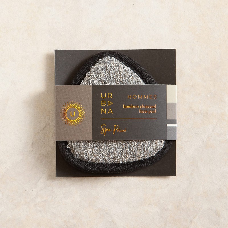 Urbana Spa Prive Men's Bamboo Charcoal Collection, Face Pad,Grey,6338