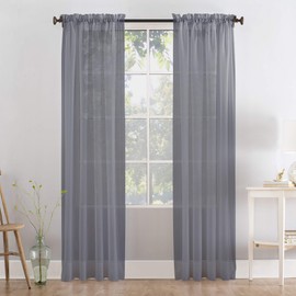 Megachest a pair of slot top voile curtains (Dark Silver, 56" wideX44 drop 2 Panels)