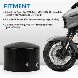 Front Axle Caps, PSLER Motorcycle Front Axle Nut Covers for Softail Sportster Road King Electra Street Glide, Black