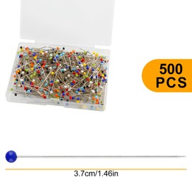 Lotsdonxia 500 Pcs Glass Head Pins Vibrant Coloured Sewing Pins Eco-Friendly Steel High-Temperature Resistance for Crafting and Quilting Fabric Positioning and Decoration