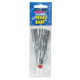 C&H Lures Pearl Baby Lure, Silver Tinsel Skirt, 3/4 oz Head, 2.5 in