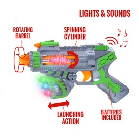 Kidplokio 2pk Green Sonic Space Blaster Toy Lights and Sounds Boys Ages 3 and Up