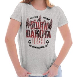 South Dakota Rugged Outdoor Adventure Womens Top Junior Graphic Tee Sport Grey