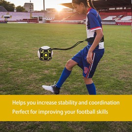 Hoedia Football Kick Trainer Soccer Training Aid Belt with Storage Bag Solo Close Control and Skills Football Training Aid Kids Practice Waist Belt Hands Free Fits Ball Size 3, 4, and 5