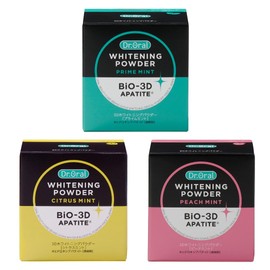 Dr. Oral 60195 Whitening Powder, 3 Types, Assorted Set, Made in Japan, Prime Mint, Citrus Mint, Peach Mint, Thorough Whitening, Bio 3D Apatite, Eggshell Apatite