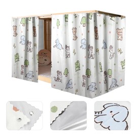 Mocarly Dorm Single Twin Bunk Bed Tents Drapes Dustproof Blackout Underbed Cloth Bed Privacy Curtains 2 Panels (Animals-2 Panels, 45.3 x 78.7 in)