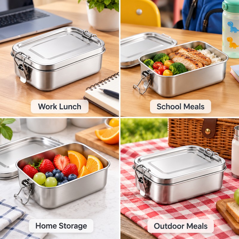 Stainless Steel Lunch Box for Meals & Snacks – Locking