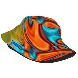 Southwest Hipster Turquoise Orange Swirls Bucket Hat for Men Women Printed Fisherman Hat Packable Sun Cap Travel Outdoor Beach Caps