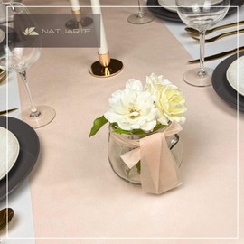 NATUARTE, Table Runner Apricot, Fabric Nonwoven of 25 meters x 30 cm, Non Woven Table Decoration, Wedding Decoration Fabric Baptisms Communions Birthdays,Table Skirt, Apricot Color