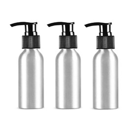3 Pcs 120ml Aluminum Lotion Pump Bottle Countertop Soap Dispenser Liquid Hand Soap Dispenser Cosmetic Cream Pump Bottle Dispenser Container Jar with Black Pump for Home Kitchen Bathroom(Silver)