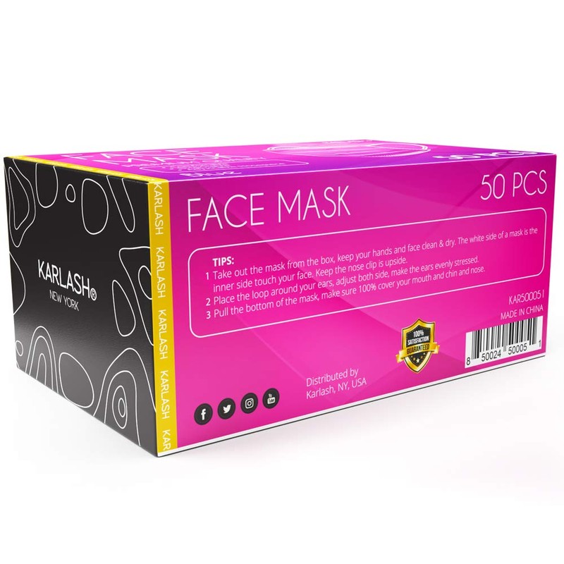 Karlash Disposable Face Mask, Pack of 50 Blue Mask (Pack