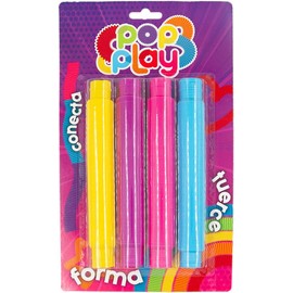 Pop Play MCYK Colors - Pop Tube, Tubos Sensoriales Fidget Toys (4 Unidades). Juguete para Niños y Adultos. - Juguetes educativos sensoriales para el estrés y la ansiedad. Colores (MCYK)