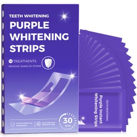 Purple Teeth Whitening Strips, Pap+ V34 Color Correction Whitening Strips for Teeth, Peroxide-Free Purple Whitening Strips for Sensitive Teeth, 28 Strips 14 Treatments, 30-Minute Smile Care