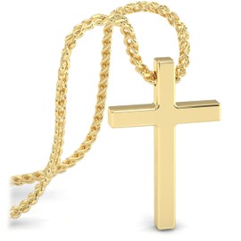 SERASAR Gold Chain Men Cross - 60cm for with Christian Crucifix Christmas Wedding Gift Necklace