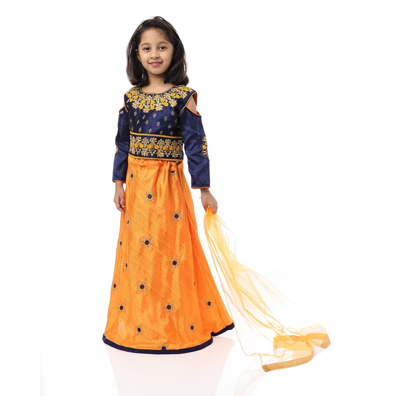 Ashwini Traje Salwar bordado de poliéster para niña con falda