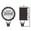 MEASUREMAN 3-1/8" Dial Size, Digital Pressure Gauge, 0-100psi/bar/Mpa/Kpa, 1/4"NPT Lower