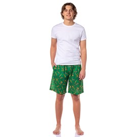 Teenage Ninja Turtles Lounge Shorts Men's Cowabunga Sleep Pajama Bottoms for Adults (XXX-Large) Green