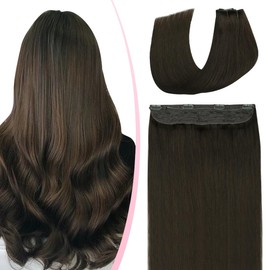 SURNEL Hlao Hair Extension Human Hair Invisible Wire Extensions 18 inch Color 2 Darkest Brown Secret Fish Line Hair Extensions 80g (#2,18inch)