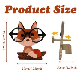 KASESSS Fox Motif Glasses Holder, Glasses Stand, Wooden Glasses Holder, Sunglasses Holder, Glasses Holder Children, Animal Glasses Rack, Handmade 3D Wooden Glasses Holder, Decorative