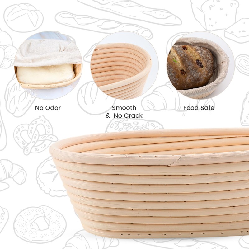 DOYOLLA Mini Oval Proofing Set (6.5inch, set of 5), Sourdough