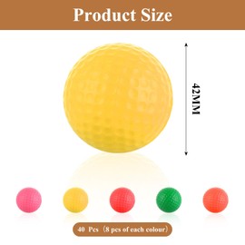 GBACHOOSE 40 Pcs Golf Practice Balls, 42mm Colored Soft Foam Golf Balls, Elastic Golf Training Ball for Beginner Indoor Outdoor Backyard Training