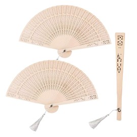 Emsiok Emsiok 3 PCS Wooden Folding Fans Handheld Vintage Wood Hand Fan Foldable Chinese Sandalwood Fans with Tassels for Women Wedding Favors Baby Shower Party Gift