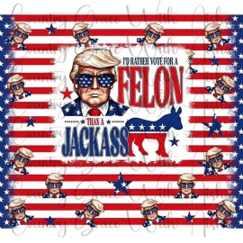 Handmade 20oz Skinny Tumbler Sublimation Transfer Trump Felon Ready To Press