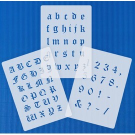 Stencil Set 002 Old Gothic Letters Alphabet Letters Large Small and Numbers