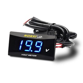 Motorcycle Voltage Meter Waterproof Volt Meter for Motorcycle, Scooter, Small Voltage Meter Voltage 12V Dedicated with Low Voltage Alarm Function (Blue)
