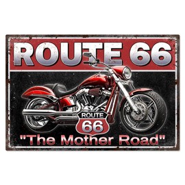 WADORN Motorcycle Metal Tin Sign For Man Cave Motorcycle Retro Poster Motorcross Gifts Vintage Route 66 Tin Sign Dirt Bike Wall Decoration For Motorcycle Lovers Garage 20 x 30 cm