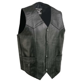 EVENT LEATHER EL5310 Black Motorcycle Leather Vest for Men - Riding Club Adult Motorcycle Vests - 6X-Large