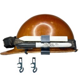 2 Pack - Hard Hat Carpenter Pencil, Soapstone, and Marker Clip Collection - Permanent Marker Pencil Holder - Hard Hat Pen Clip - Tough Rubber Design - Made in USA (Soapstone + Marker)