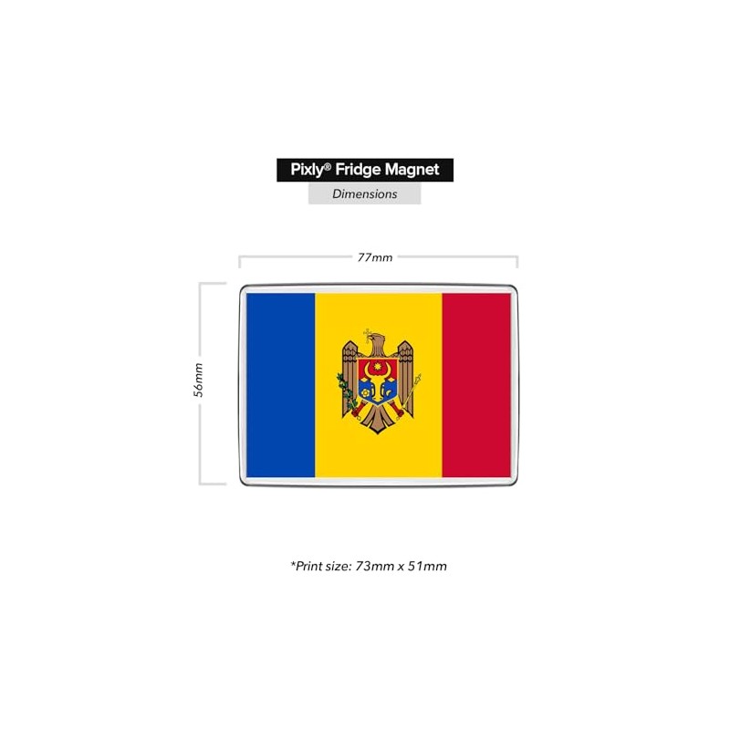 Pixly® Moldova Flag Fridge Magnet Large Jumbo Size Moldovan Keepsake
