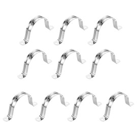 sourcing map 10Pcs Rigid Pipe Straps, 65mm(2.56") 201 Stainless Steel 2 Hole U-Shaped Bracket Tube Hanger Pipe Clamps for Fixing Pipe Cable