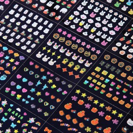 IDDFEVE Easter Nail Art Stickers - Cartoon Bunny Eggs Flowers Self-Adhesive 3D Nail Decals for DIY Spring Holiday Floral Rabbits Carrot Manicure (30 Sheets)