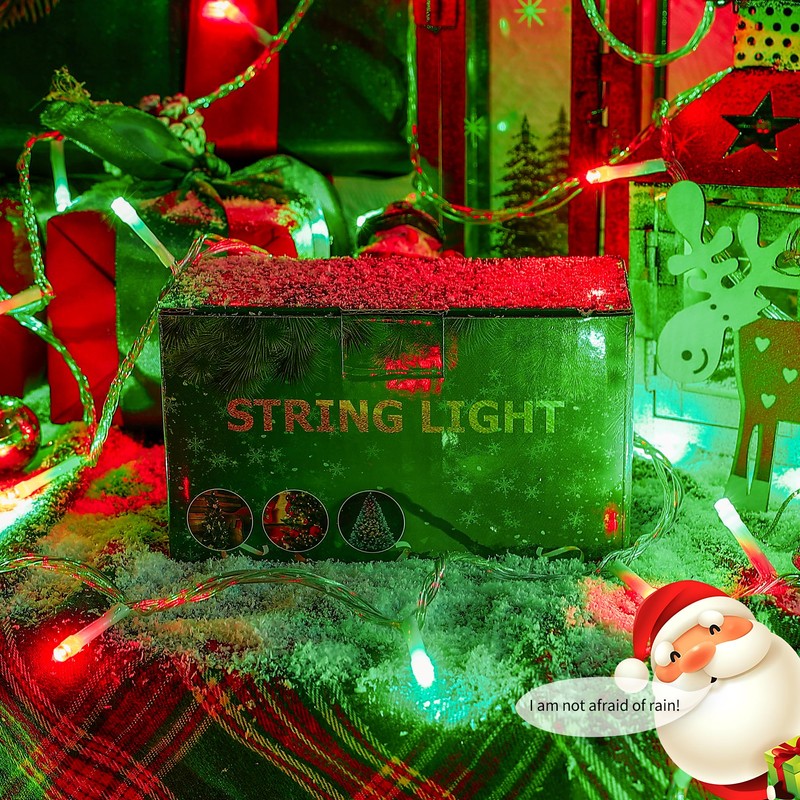oopswow Red and Green String Lights, 33ft 100 LED Christmas