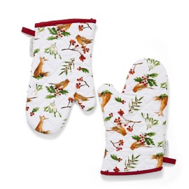 Cooksmart British Designed Christmas Gauntlet Oven Gloves | Festive oven Gloves For All Type of Kitchens | Oven Mitts For Men & Women - A Winters Tale
