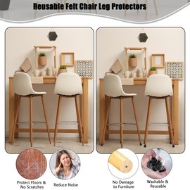 PAEFIU Pack of 40 Chair Leg Caps, Felt Gliders for Chairs, 21-30 mm Thickened Chair Leg Protectors, Protective Caps for Round and Square Chair Legs to Protect Floors (Medium, Black)