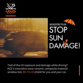 [Upgraded] Car Window Tint, 15% Nano Ceramic One Way Privacy Window Film, 99.7% UV 96% IR Sun Heat Blocking, HD Anti Glare & Scratch Safety Tint for Car Glass Adhesive Film, Easy Install, 20in x 10ft