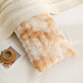 Chumerry Beige Fluffy Body Pillow Cover Faux Fur Pillowcase Extra Soft Fuzzy Plush Long Pillow Cover Gradient Taupe Shaggy Body Pillow Case for Couch Sofa Bed, 20 x 54 Inches